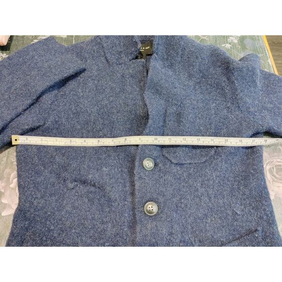 Porter & Ash Lambs Wool Blend Blazer Coatigan Button Front Blue Womens Size L - Picture 3 of 5